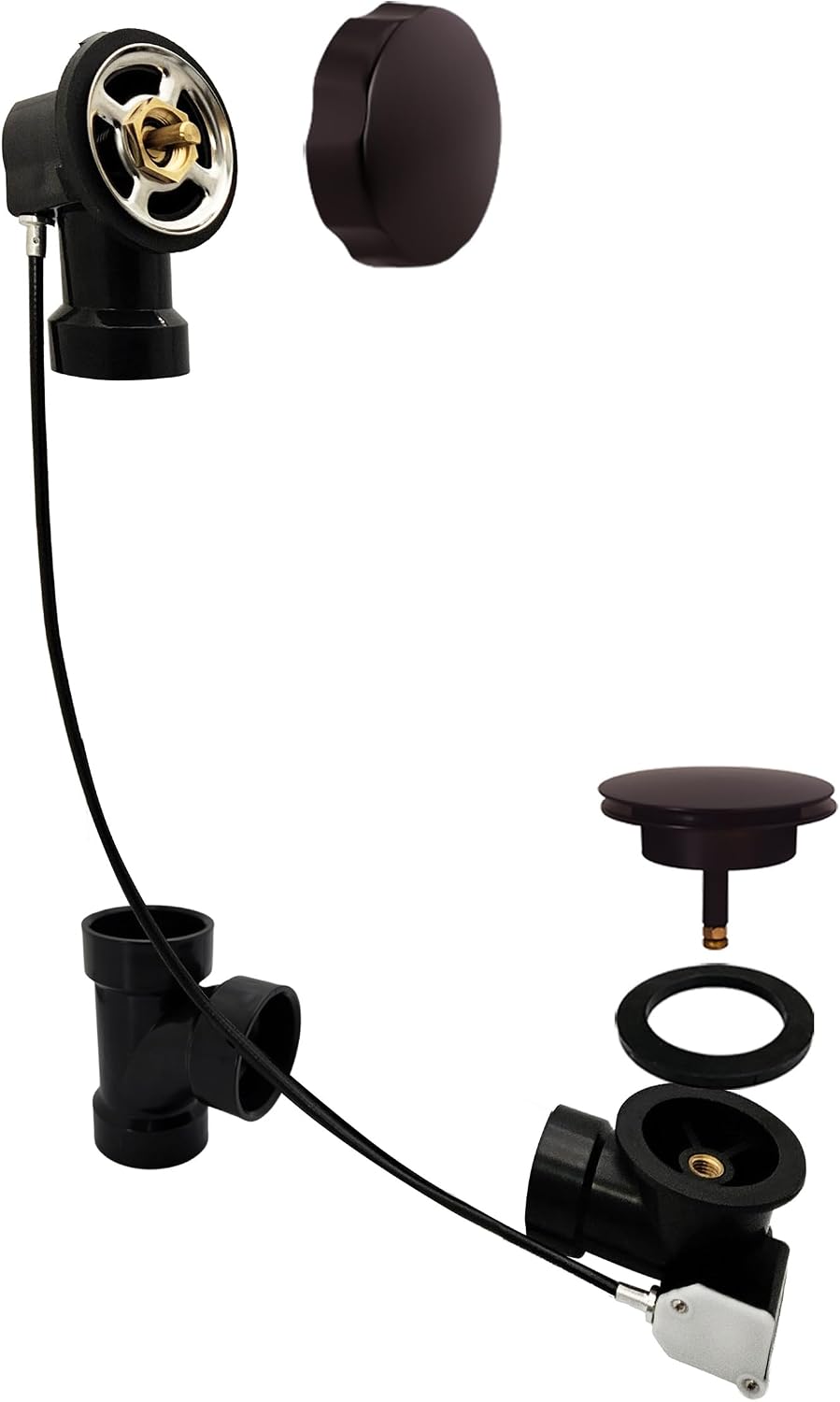 Westbrass Sch. 40 ABS 27 in. Cable Drive Bath Waste, Oil Rubbed Bronze, D50A27-12
