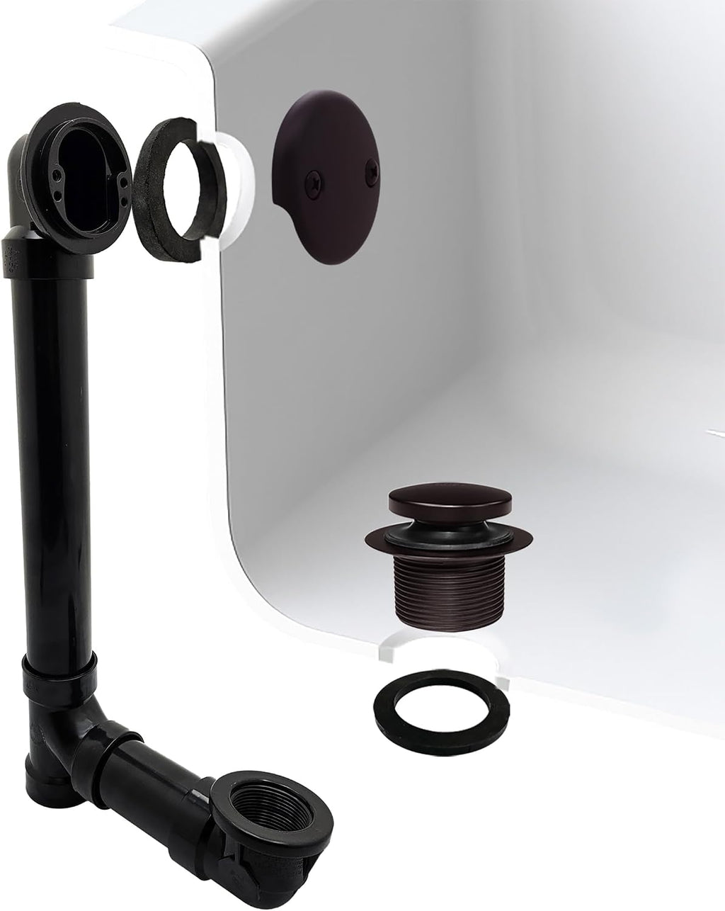 Westbrass D4931-4-12 1-1/2' x 12' Bath Waste & Overflow Assembly with Tip-Toe Drain Plug and 2-Hole Faceplate - Sch. 40 ABS Pipe, Oil Rubbed Bronze (4-Pack)