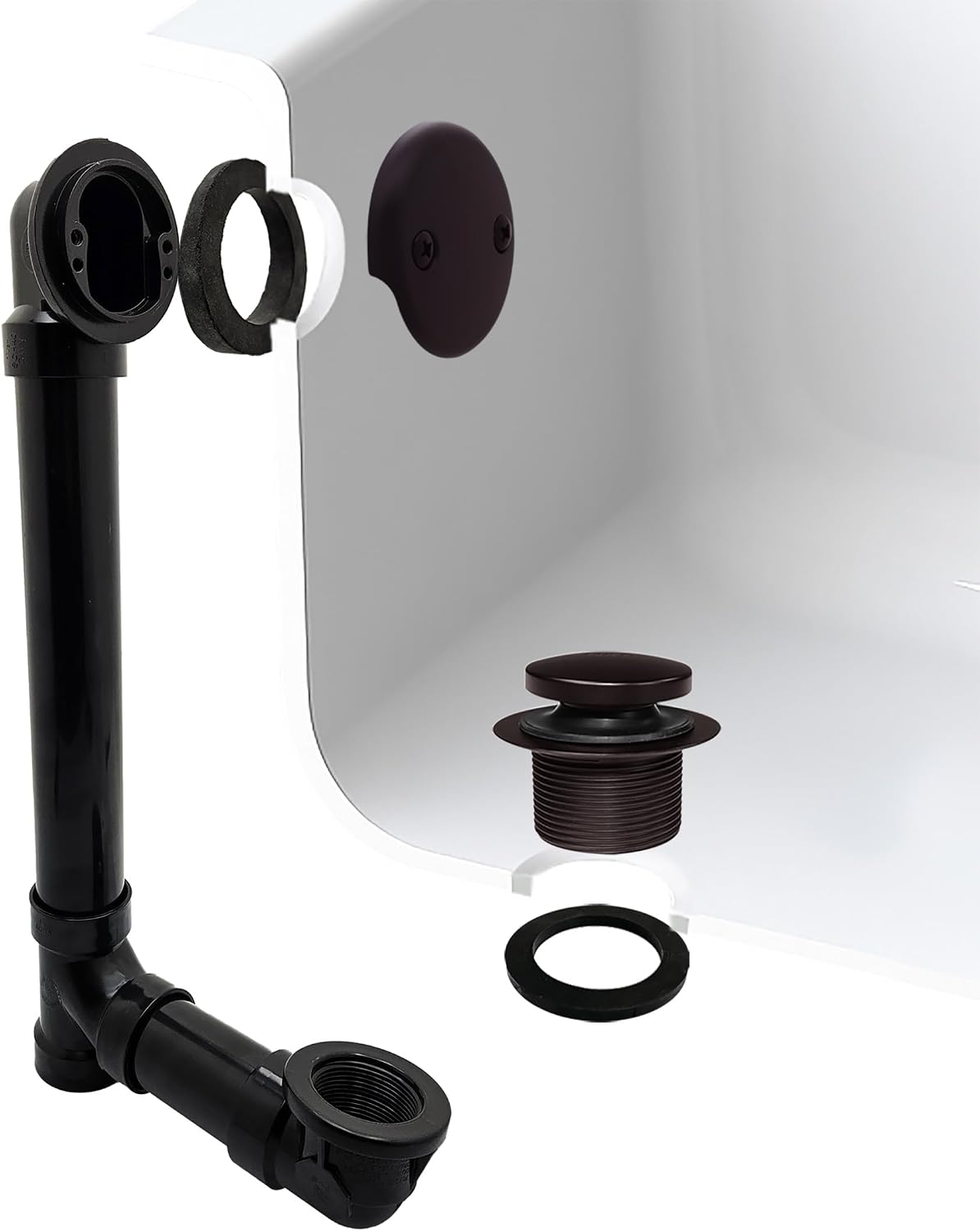 Westbrass D4931-4-12 1-1/2' x 12' Bath Waste & Overflow Assembly with Tip-Toe Drain Plug and 2-Hole Faceplate - Sch. 40 ABS Pipe, Oil Rubbed Bronze (4-Pack)