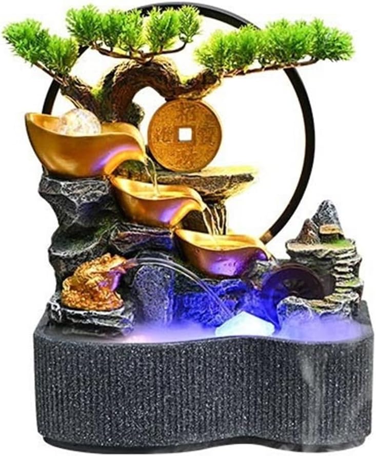 Tabletop Fountain Rockery and Flowing Water Ornaments Circulating Waterscape Desktop Feng Shui Wheel Decoration