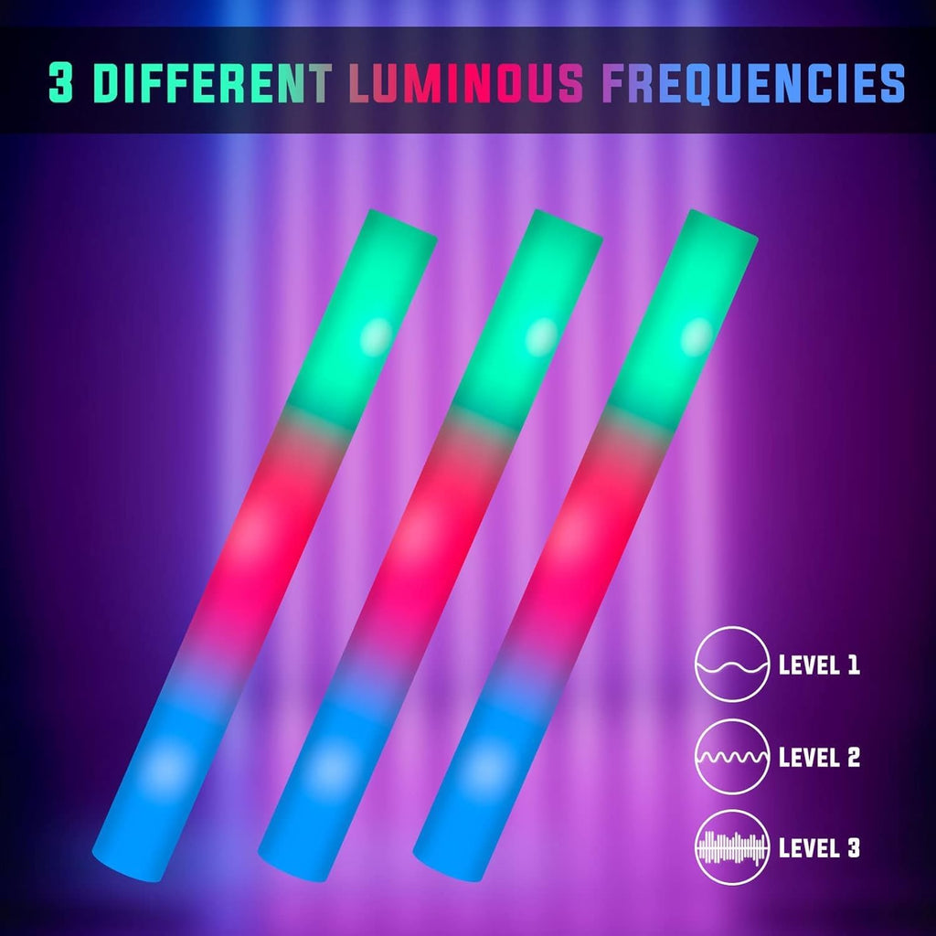 SHQDD 200 PCS LED Foam Sticks, Bulk Glow Sticks, Foam Glow Sticks for Wedding with 3 Modes Colorful Flashing, Glow in the Dark Party Supplies for Wedding, Raves, Concert, Sporting Events