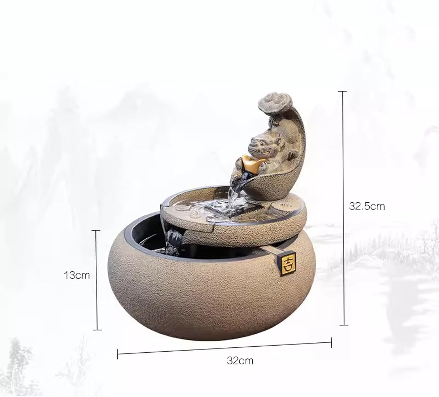 Tabletop Fountain Flowing Water Decoration for Living Room Study and Study Chinese Style Creative Fountain Water Landscape Decoration Desktop Decoration Desktop Fountain (Color : A)