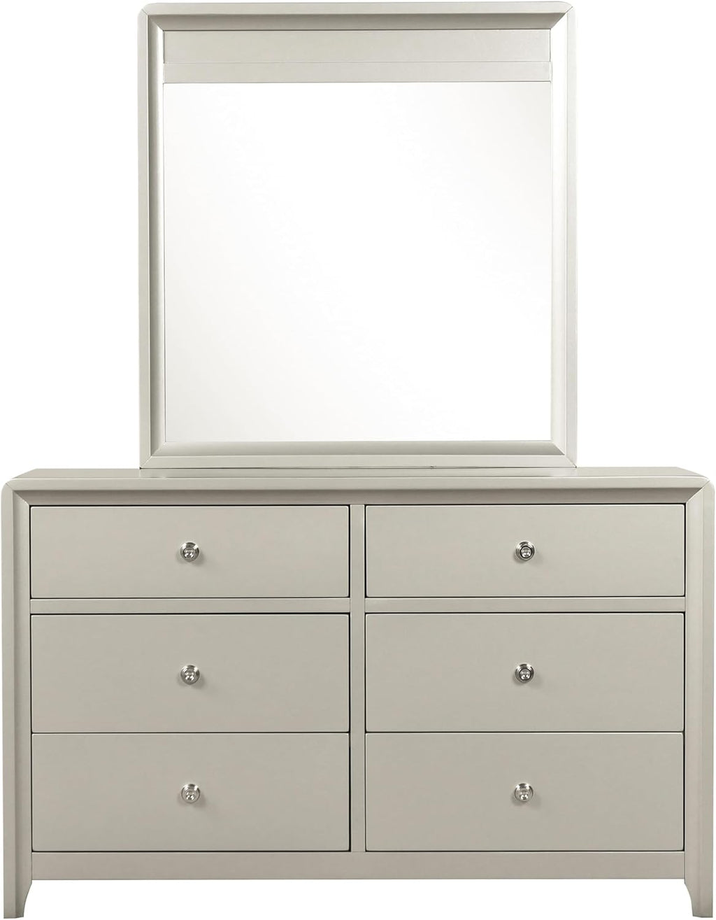 Furniture of America Standin Modern Solid Wood 5-Piece Bedroom Set with LED on Bookcase Headboard, USB-A and USB-C on Both Sides, Brushed Nickel Finish, Box Spring Needed, Full, Champagne