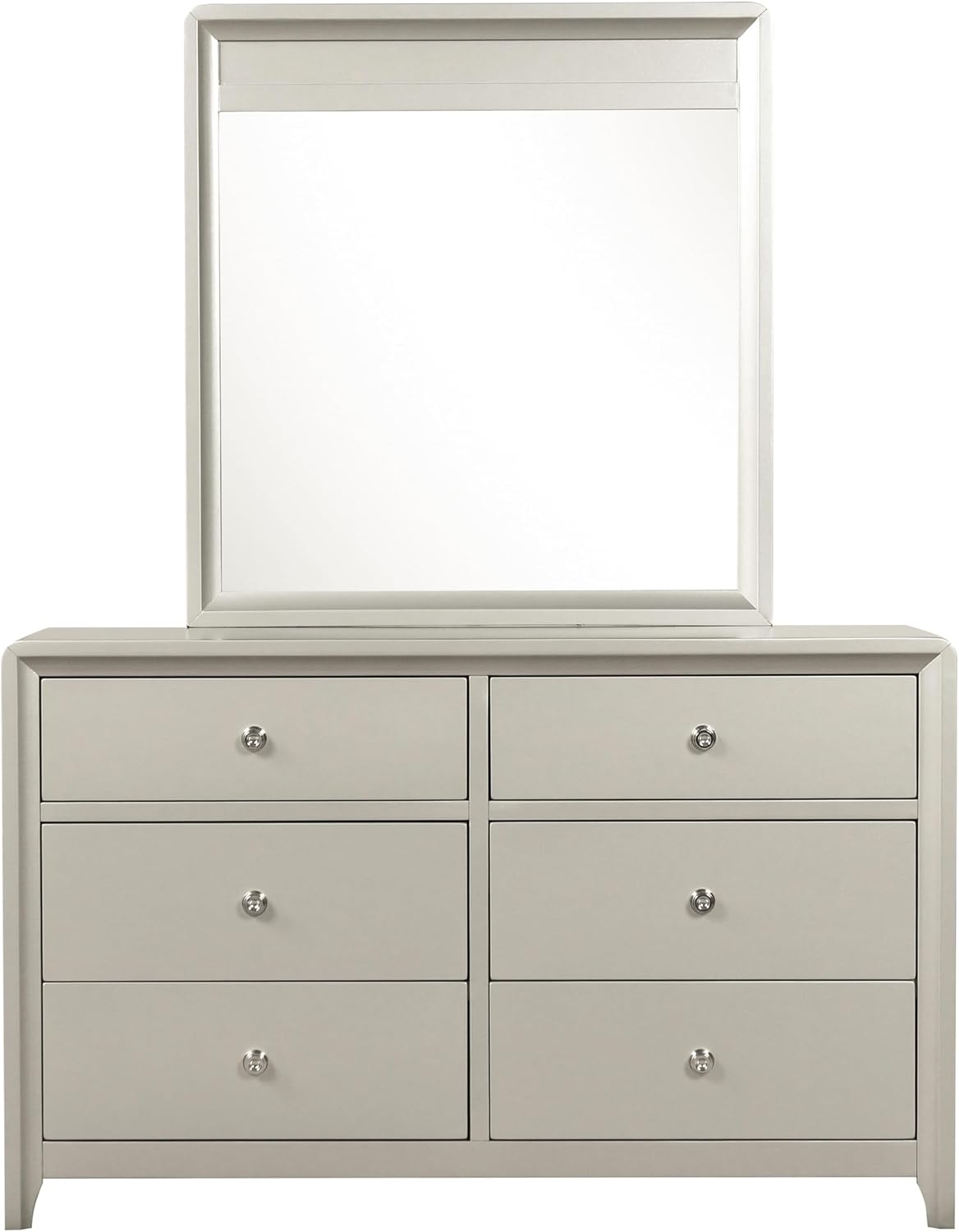 Furniture of America Standin Modern Solid Wood 5-Piece Bedroom Set with LED on Bookcase Headboard, USB-A and USB-C on Both Sides, Brushed Nickel Finish, Box Spring Needed, Full, Champagne