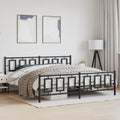 Metal Bed Frame with Footboard Black King Size Steel Platform Bed Frame Heavy Duty Bedframe with Underbed Storage for Bedroom Furniture