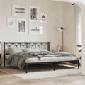 King Bed Frame Steel Platform Bed with Headboard Black 76'x79.9' Heavy Duty Metal Bedframe Underbed Storage Space for Bedroom