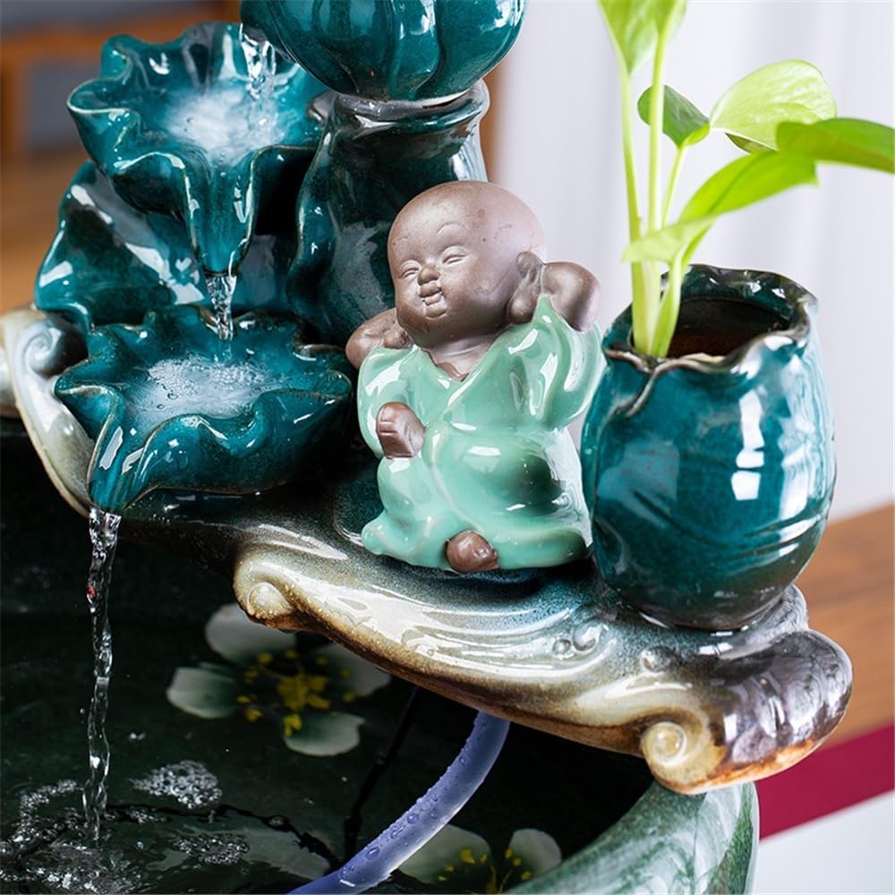 Indoor Waterfall Fountain Ceramic Fish Tank Tabletop Fountain for Indoor and Home Decoration Table Desk Office Patio,M