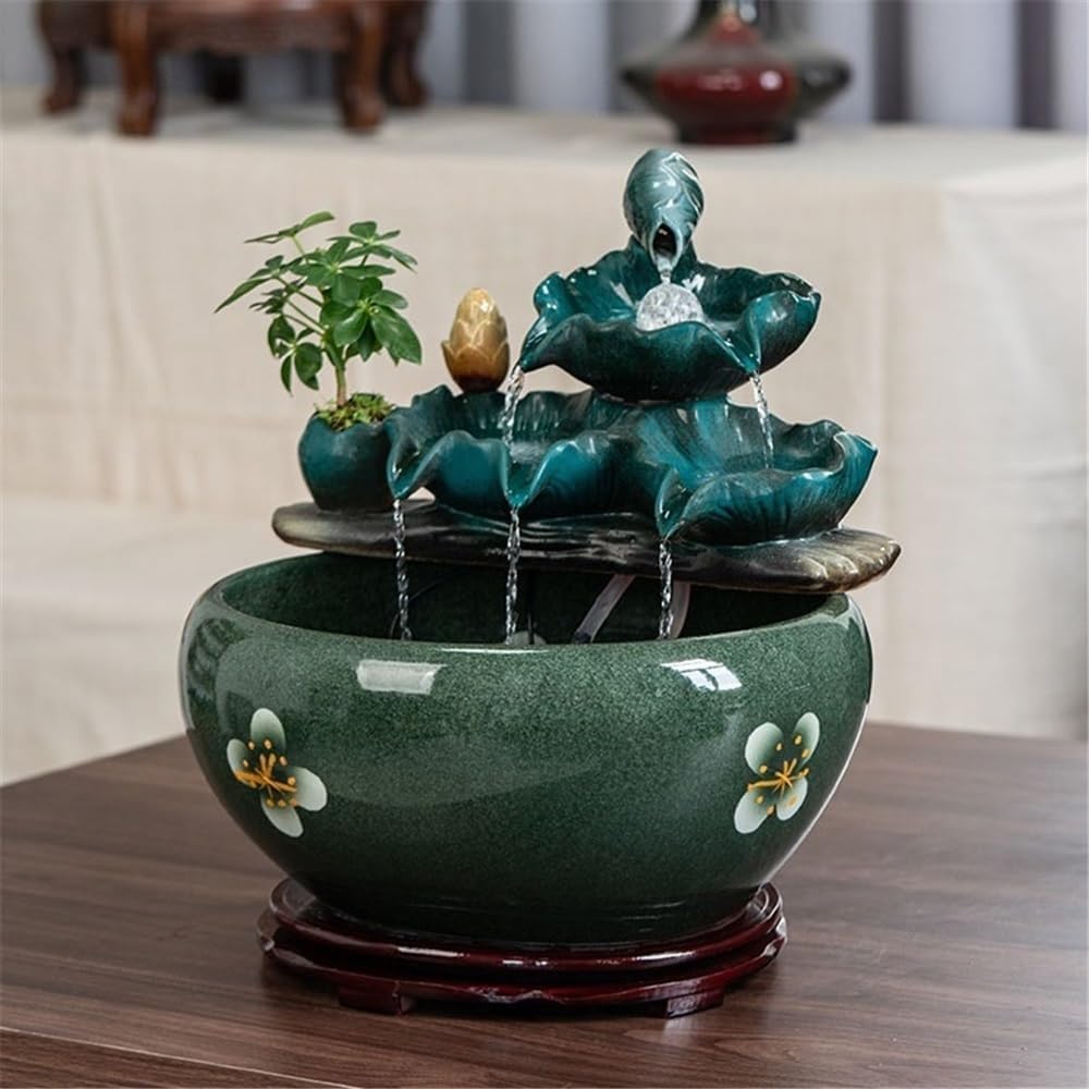 Tabletop Fountain Tabletop Fountains Ceramic Fish Tank Home Office Desktop Decorations for Meditation Relaxation Tabletop Water Fountain(Small)