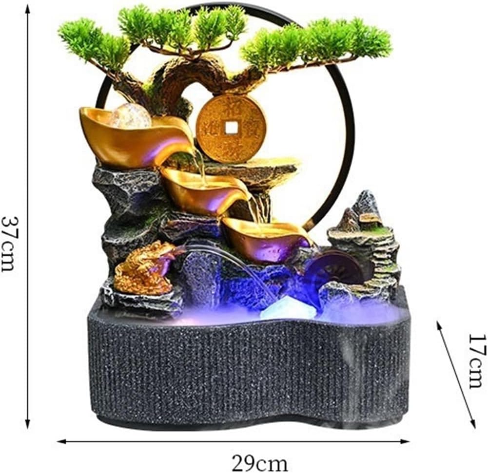 Tabletop Fountain Rockery and Flowing Water Ornaments Circulating Waterscape Desktop Feng Shui Wheel Decoration