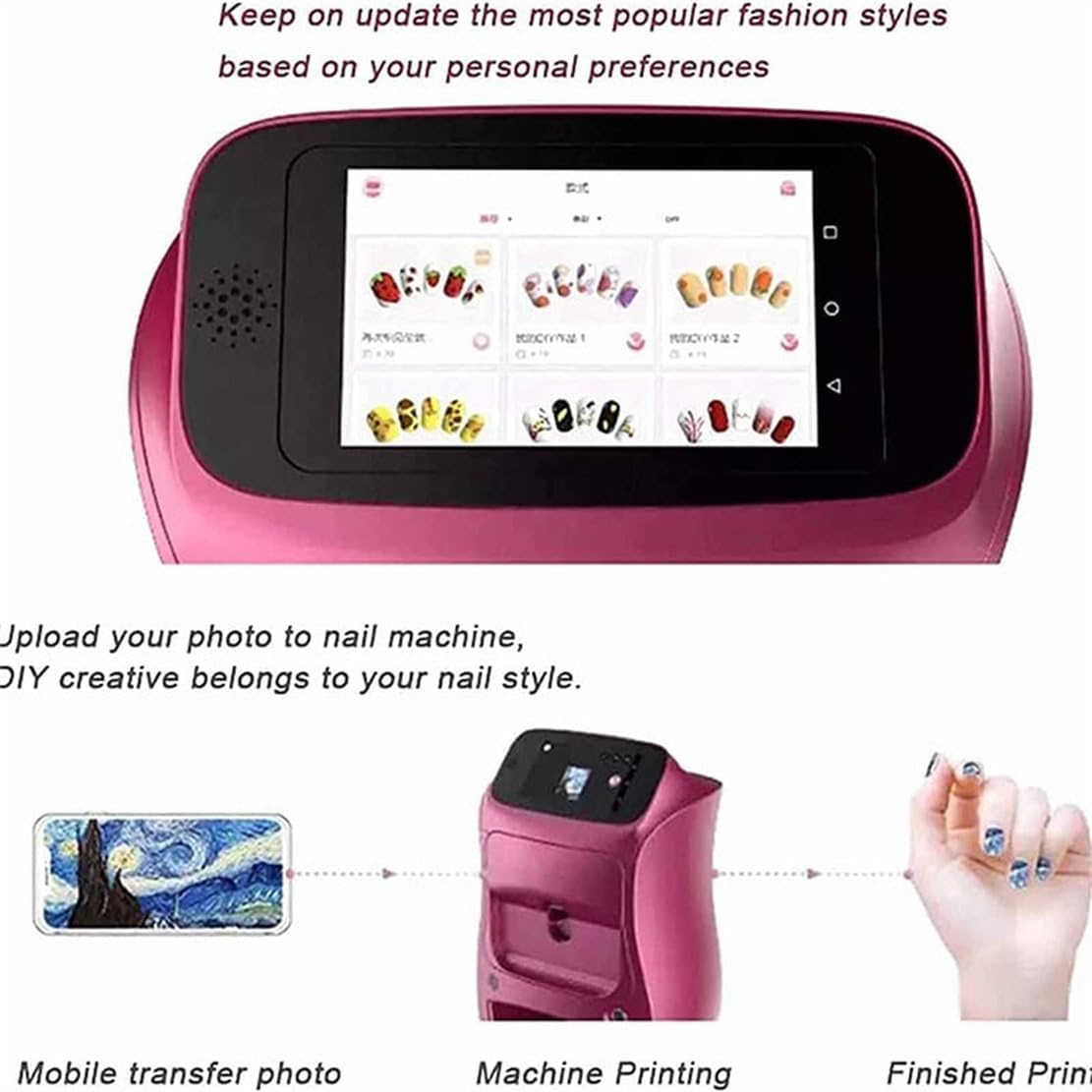 Automatic Smart 3D Nail Art Printer - Portable Mini Machine, Digital Mobile Nail Painting, Control via Free App - Perfect for Home Beauty & Personal Care for Girls