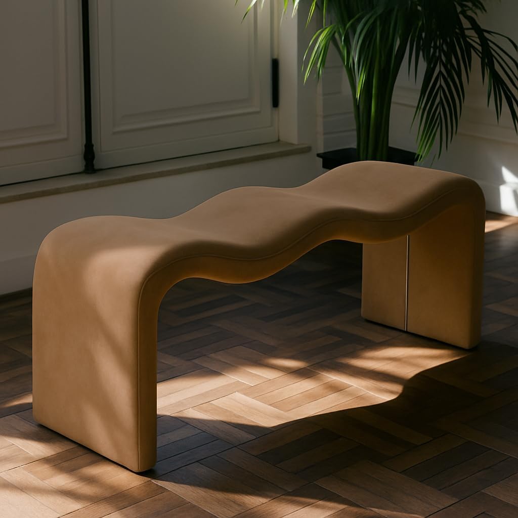 Meridian Furniture 22096Brown Willow Collection Modern | Contemporary Bench with Soft Brown Vegan Leather, Iron Metal Inner Frame, 56.5' W x 18' D x 19' H, Brown