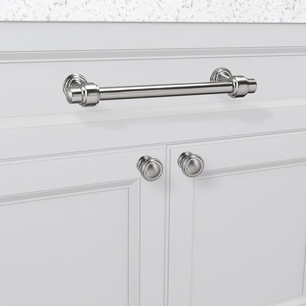 30 Pack 5 Inch Kitchen Cabinet Handles Brushed Satin Nickel Cabinet Pulls Silvery Drawer Pulls Zinc Alloy Kitchen Hardware