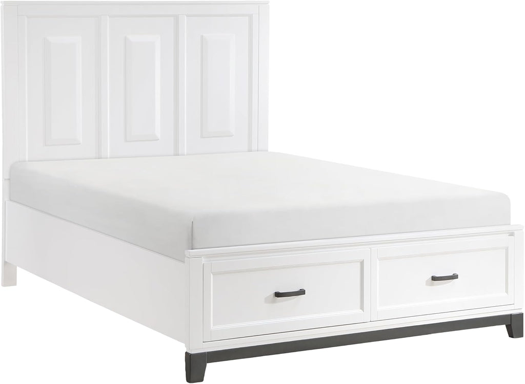 Transitional Bedroom Queen Size 4-Pieces Set Platform Bed Footboard Drawers White Finish Furniture