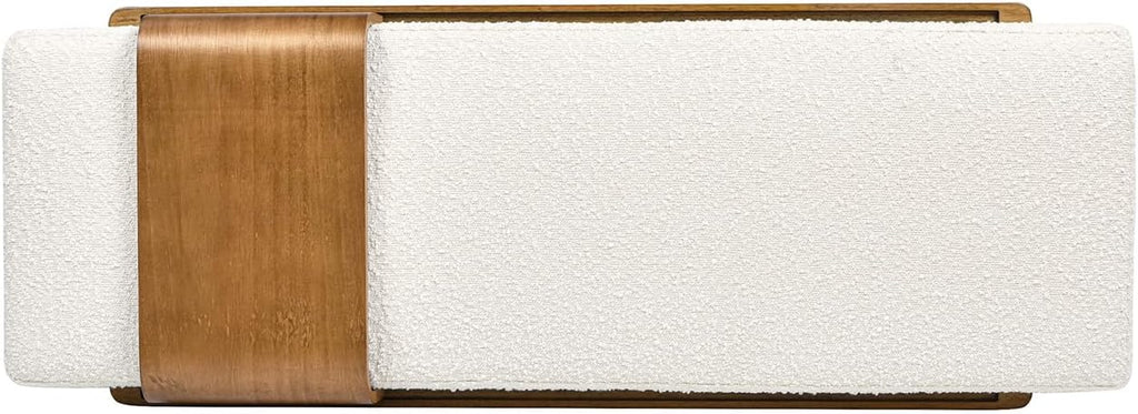 Jennifer Taylor Home Billie 52' Modern Telephone Bench with Sliding Shelf, Ivory White Boucle