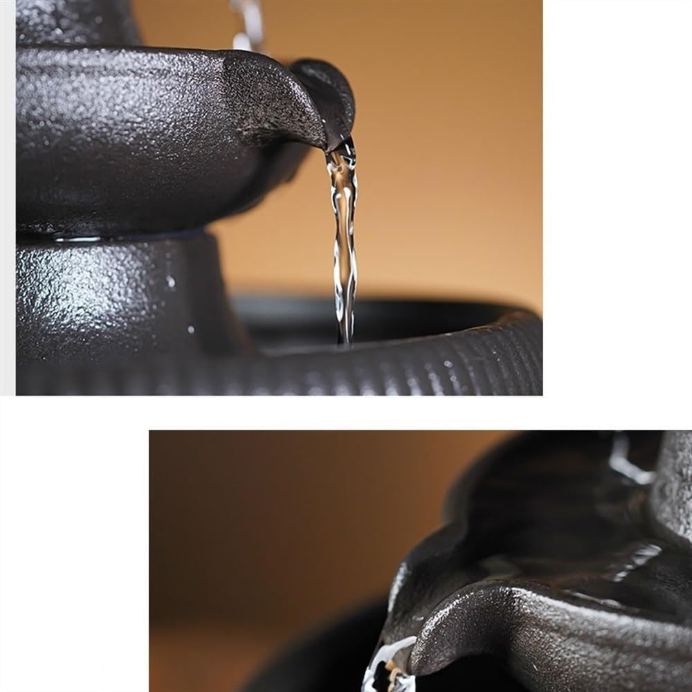 GLigeT Tabletop Fountain Creative Office Wealth Attraction Water Fountain Ornament Cycle Fish Tank Fountain Living Room Desktop Chinese Feng Shui Home Water Fountain Decor