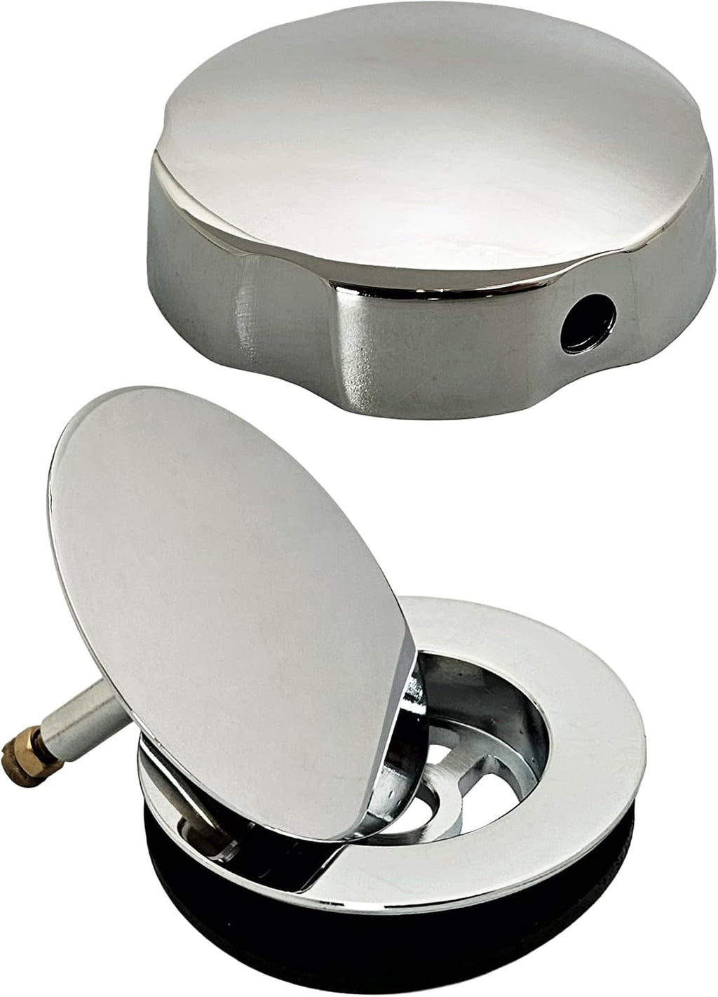 Westbrass A50A35-05 35' SCH. 40 ABS Cable Driven Bath Drain Trim Kit with Rotary Overflow Cover Knob and Pop-Up Stopper, Polished Nickel
