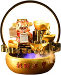 Desktop Fountain Chinese Lucky Fortune Tabletop Fountain Waterfall Desktop Electric Water Decor w/LED Indoor Portable Decorative Meditation Kit Includes Submersible Pump(Small)