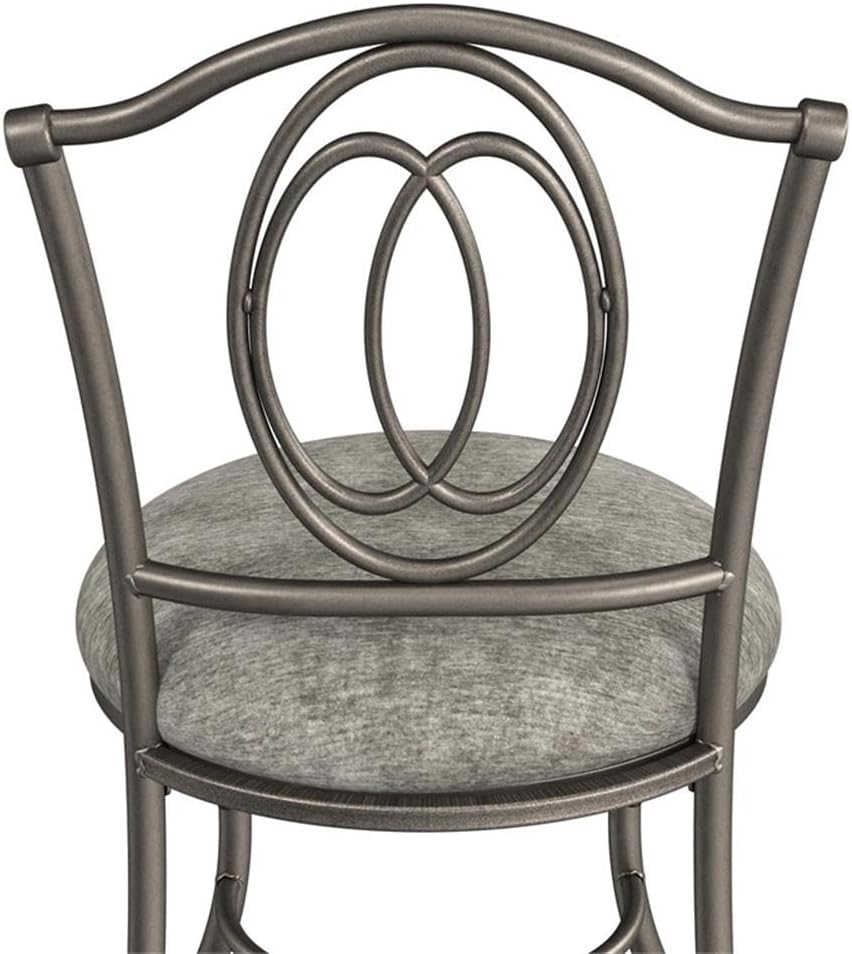 Hillsdale Emerson Metal Vanity Stool, Silver, 51053A