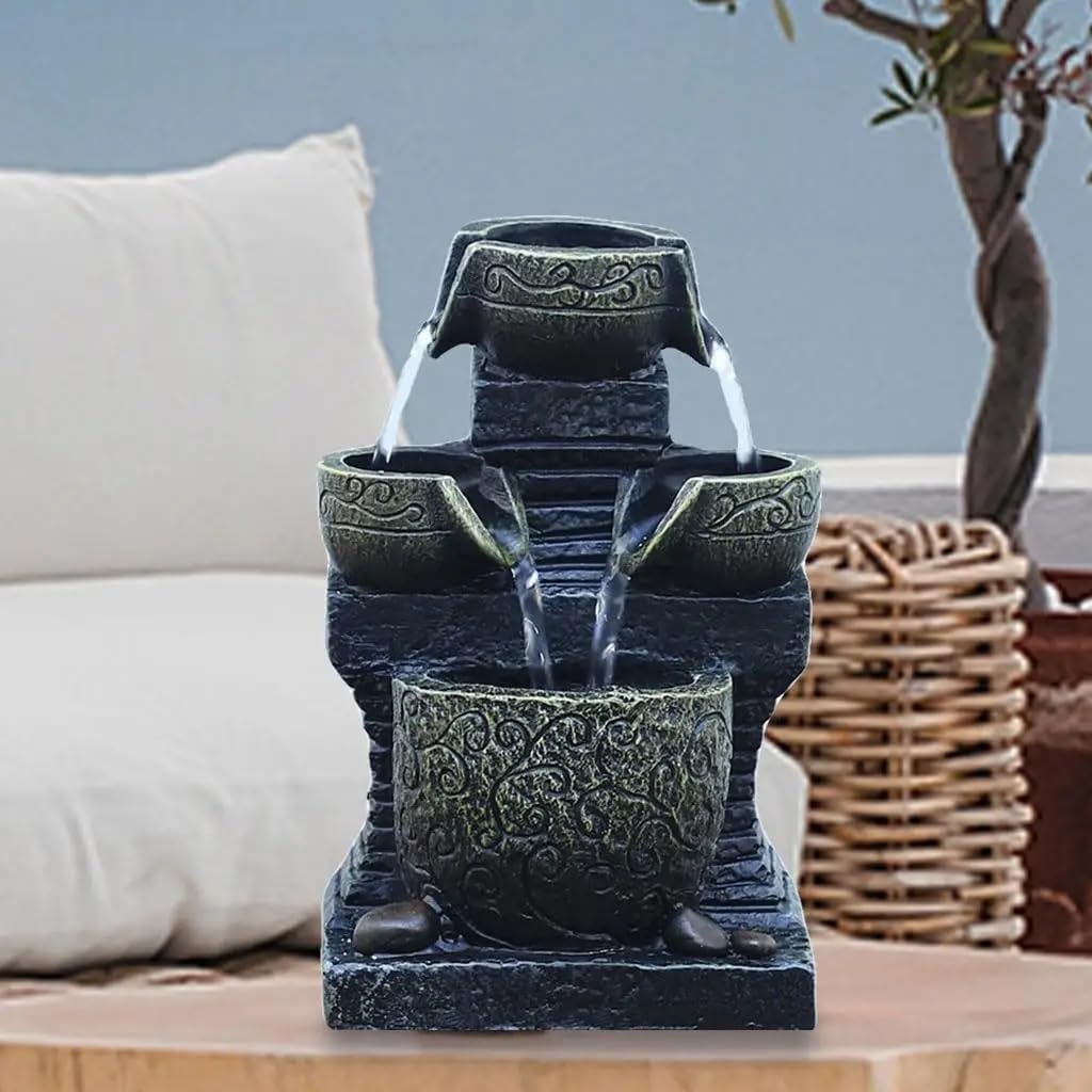 LED Light Water Feature Fountain Battery Operated Fountains Statues Indoor Decor