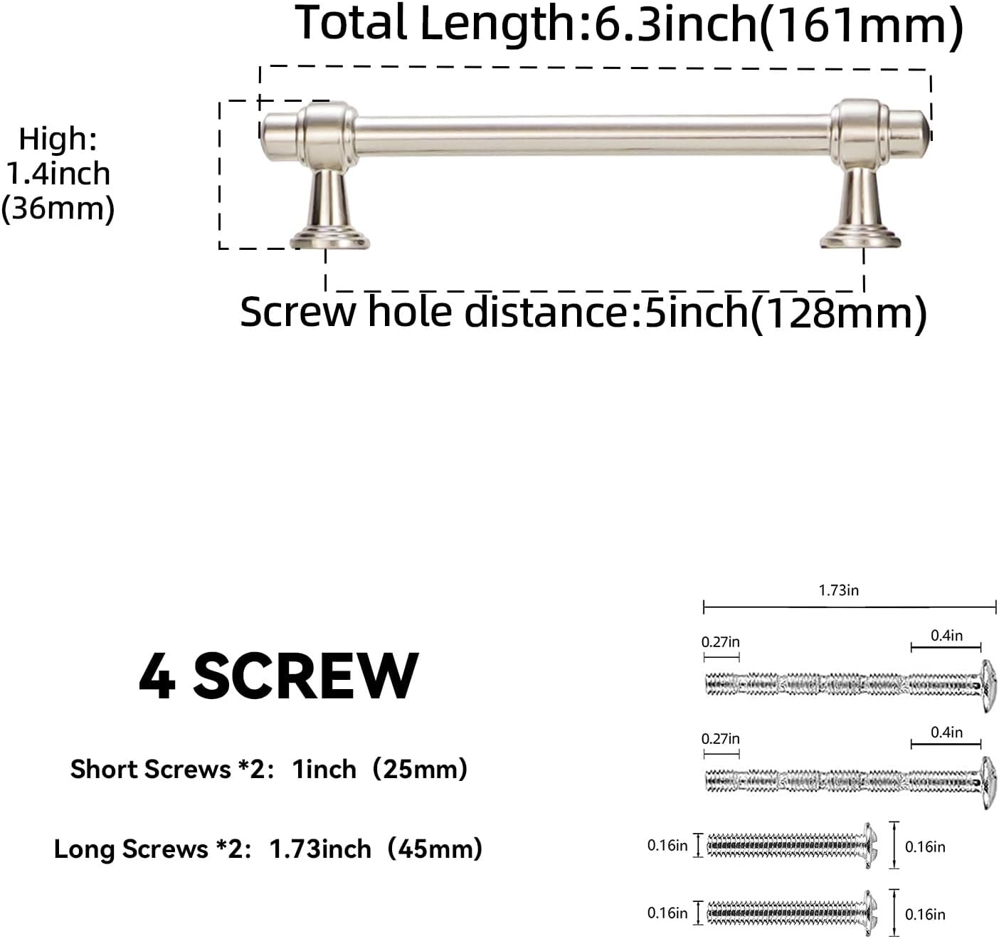 30 Pack 5 Inch Kitchen Cabinet Handles Brushed Satin Nickel Cabinet Pulls Silvery Drawer Pulls Zinc Alloy Kitchen Hardware