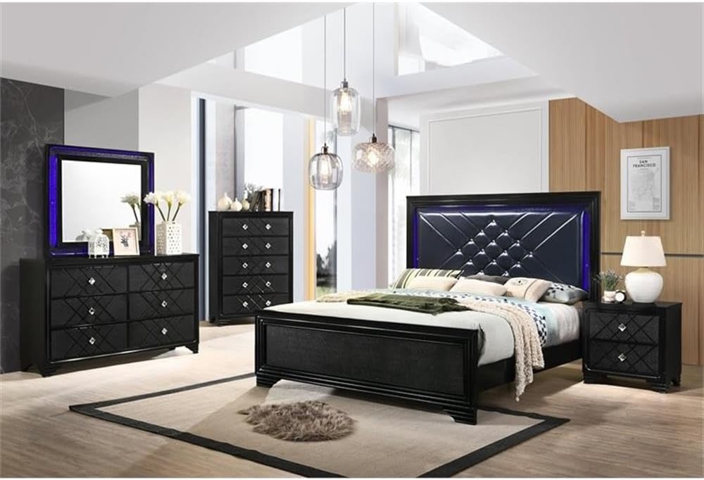 Coaster Penelope California King Bed 4-Piece Set, Midnight Star