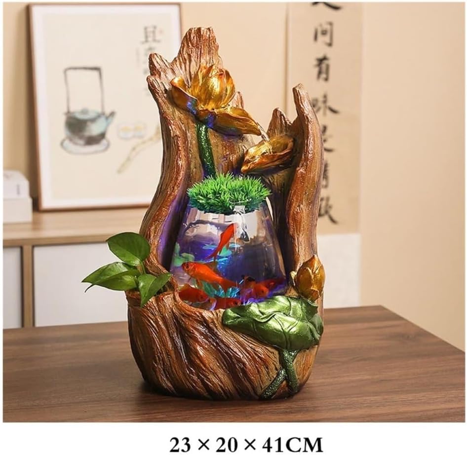 Desktop Fountain Tabletop Fountain Small Home Desktop Fish Tank Water Circulation Ornaments for Office, Living Room