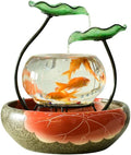 Tabletop Fountain Tabletop Fountain Ceramic Lotus Leaf Desktop Fountain Fish Tank with Atomizer Fountain Home Decoration 12.2 Inches Exquisite Decoration