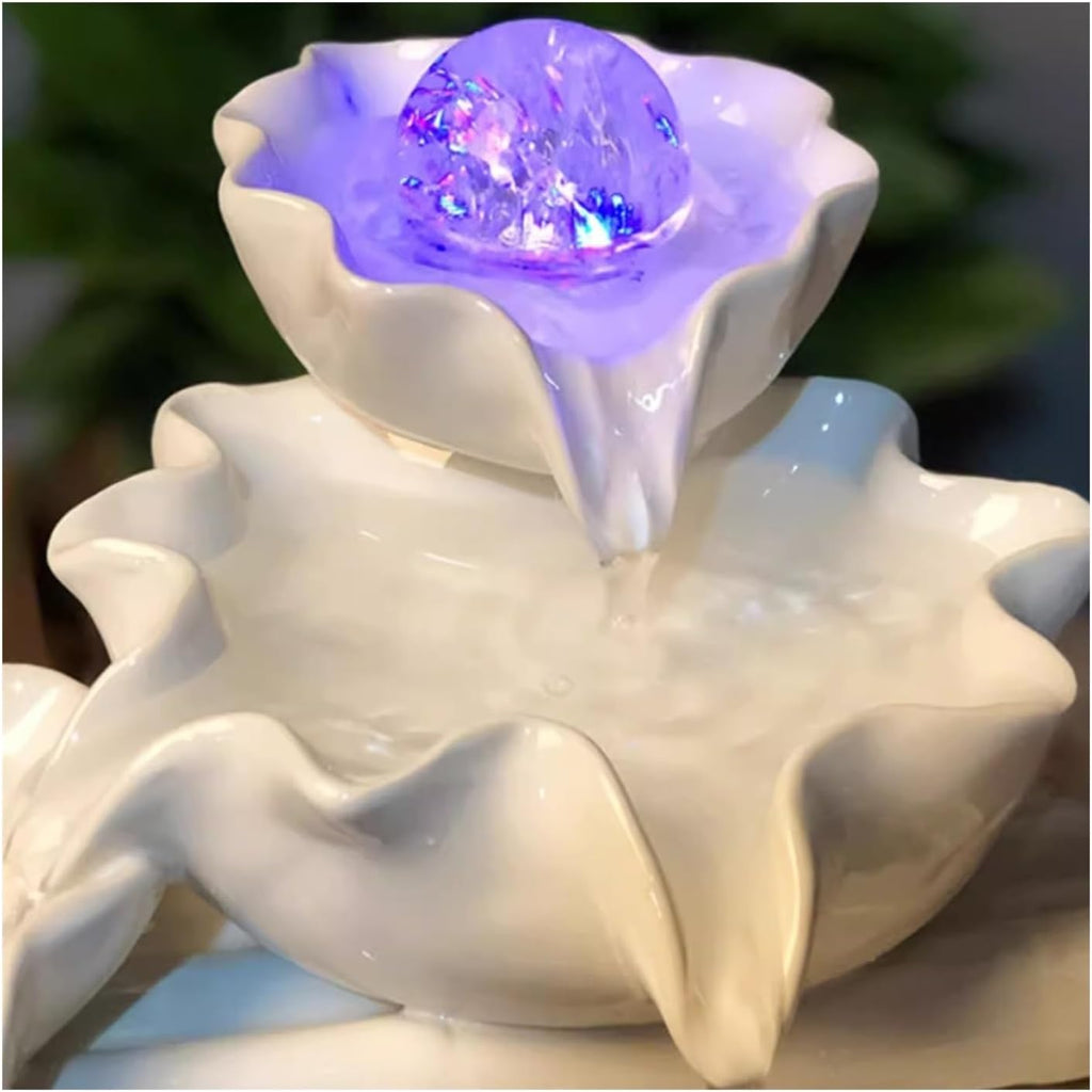 GRFIT Tabletop Fountain Home Creative Wealth Attraction Decoration Desktop Crystal Beads Moisturizing Fountain Fish Tank Gift Ceramic Desktop Decoration Desktop Fountain
