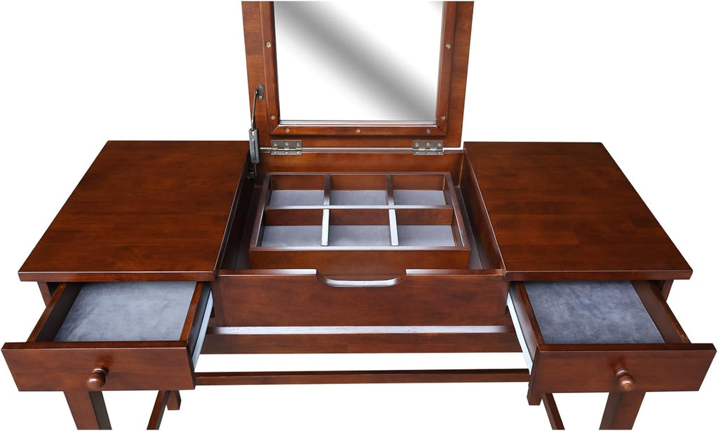 International Concepts Vanity Table with Vanity Bench Esspresso