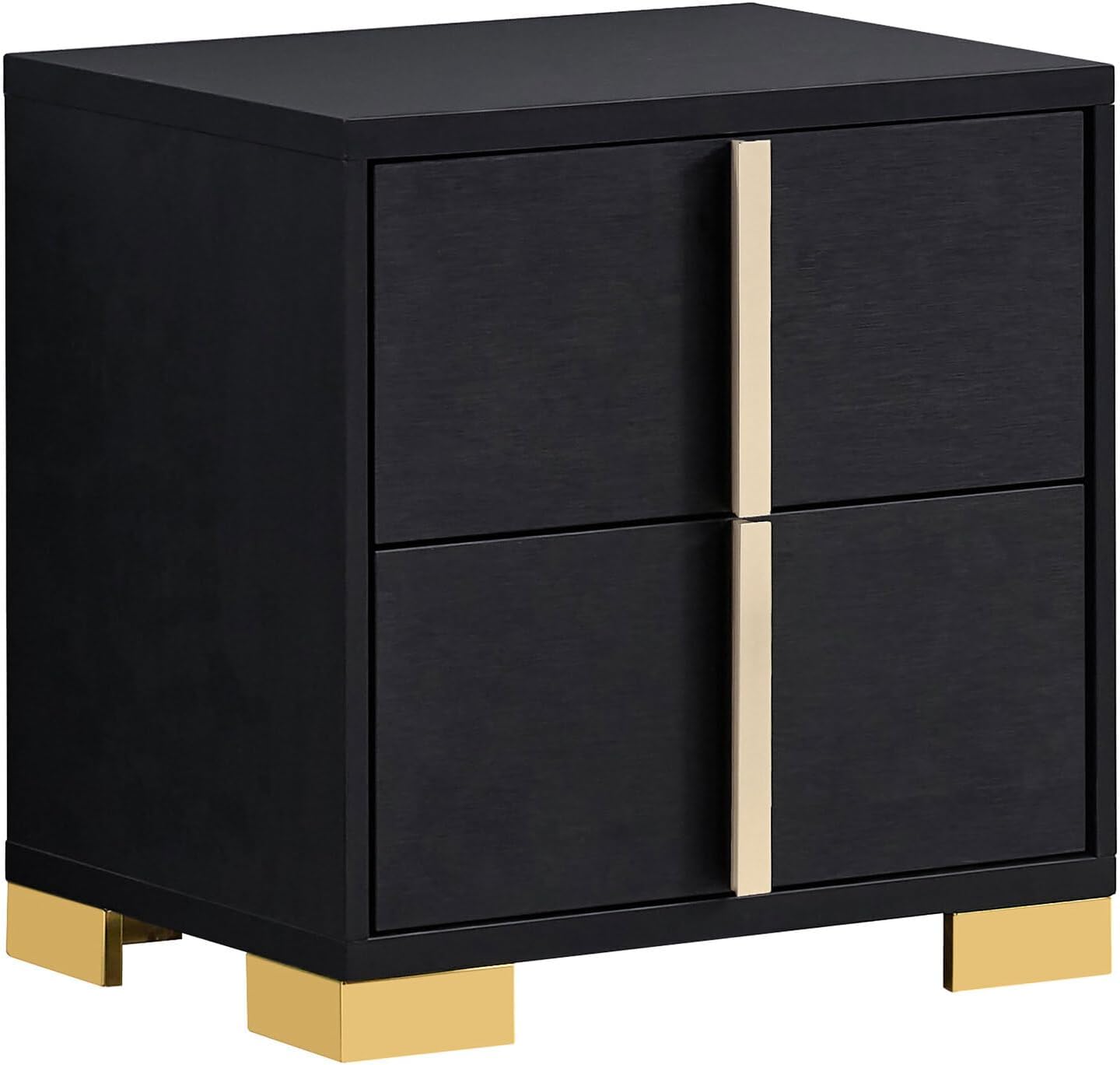 HomeStock King Size Bedroom Set Black Finish with Gold Accents - 5 Piece