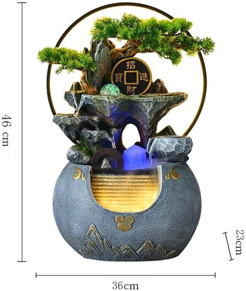 Tabletop Water Fountain Tabletop Water Fountain Rockery with Waterfall and Fountain Decorative Piece for Home Office Decor Office Relaxation Meditation Fountain(Brown)