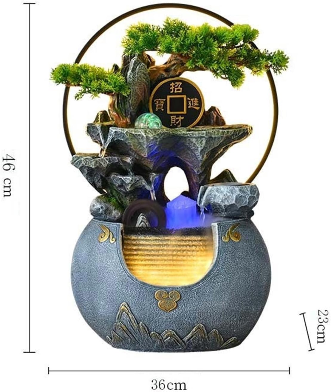 Tabletop Water Fountain Tabletop Water Fountain Rockery with Waterfall and Fountain Decorative Piece for Home Office Decor Office Relaxation Meditation Fountain(Brown)