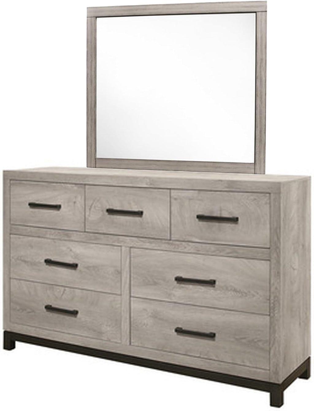 Benzara Zephyr 4 Pc Queen Size Bedroom Set- Light Gray- Brown- Modern Style