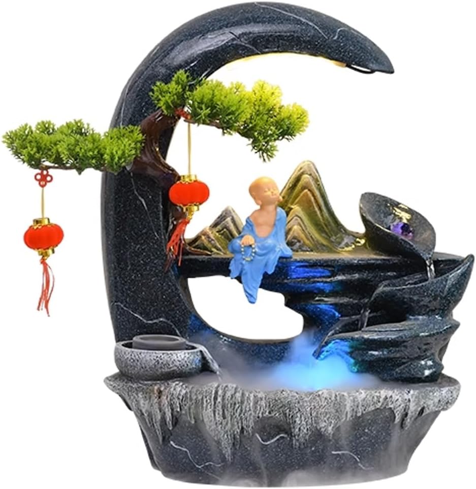Tabletop Fountain Rocky Mountain Flowing Water Fountain Living Room Office Desktop Decoration Decoration Fountain Resin Desktop Decoration Fountain Desktop Fountain (Color : A)