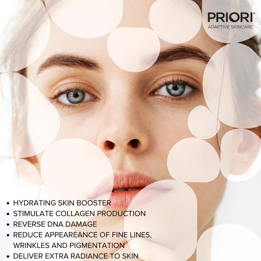 Priori Skincare DNA Recovery Serum Repairing, Correcting Age Defying Day & Night Face Treatment Free Radical Protection Beauty Boost Intense Hydration Oil Free Fragrance Free 1.7 fl oz