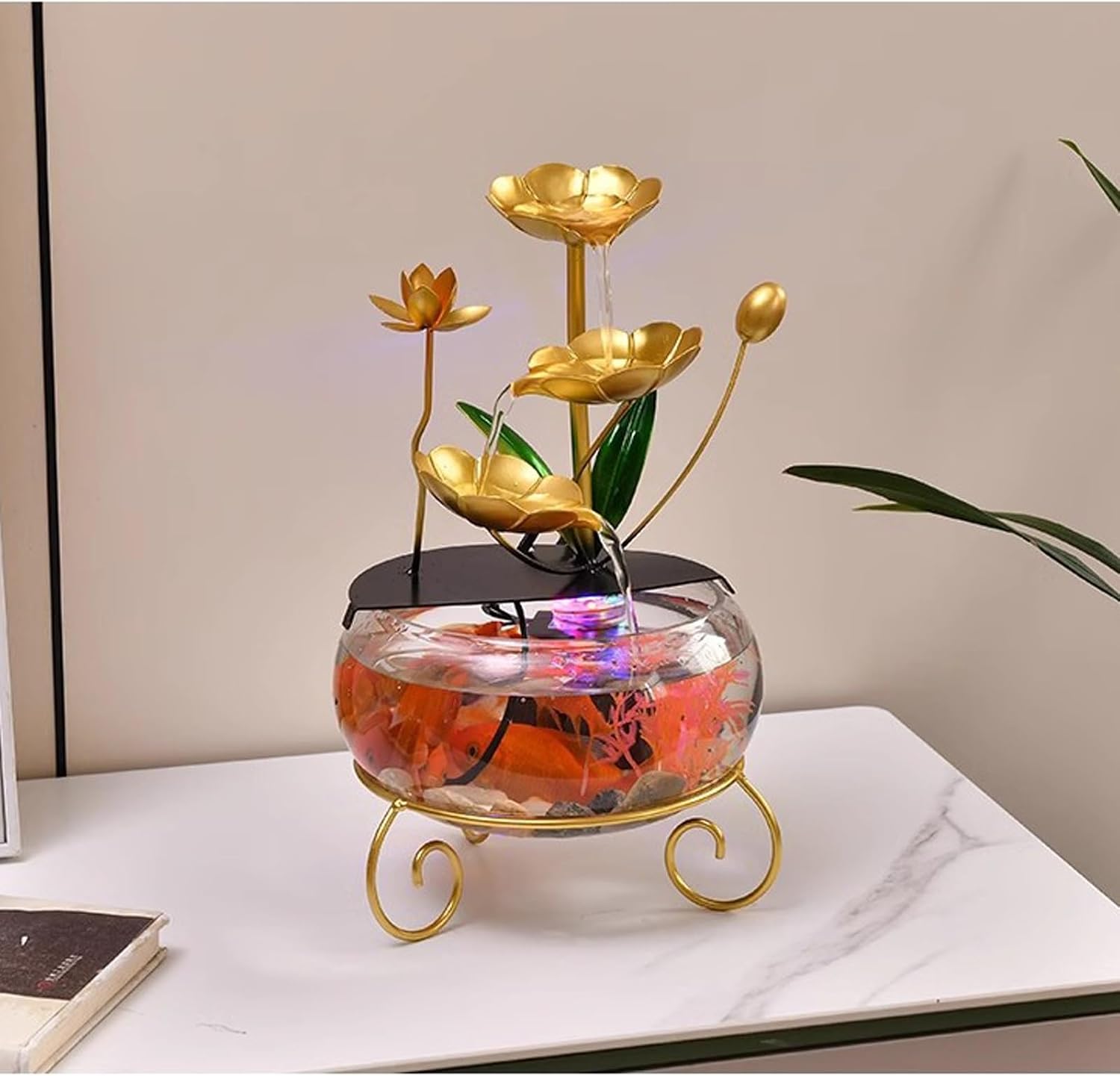 Indoor Fountain Home Small Fish Tank Water Flow Decoration, Living Room TV Cabinet Circulation Decoration, Fountain Office Desktop Decoration Tabletop cor (A)