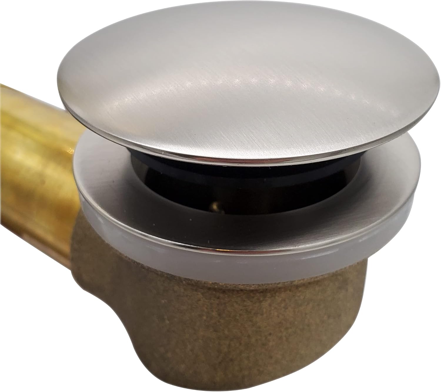 Westbrass A326HBJ-07 25' Brass Bath Waste & Overflow Assembly with European Tip-Toe Drain Plug and Illusionary Faceplate, Satin Nickel