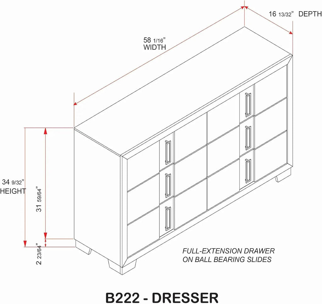 KB Designs - 5-Piece Bedroom Set with LED Panel Bed, Dresser with Mirror, Chest and Nightstand, Weathered Gray Oak Finish, Contemporary Rustic Design, Queen Size Bed