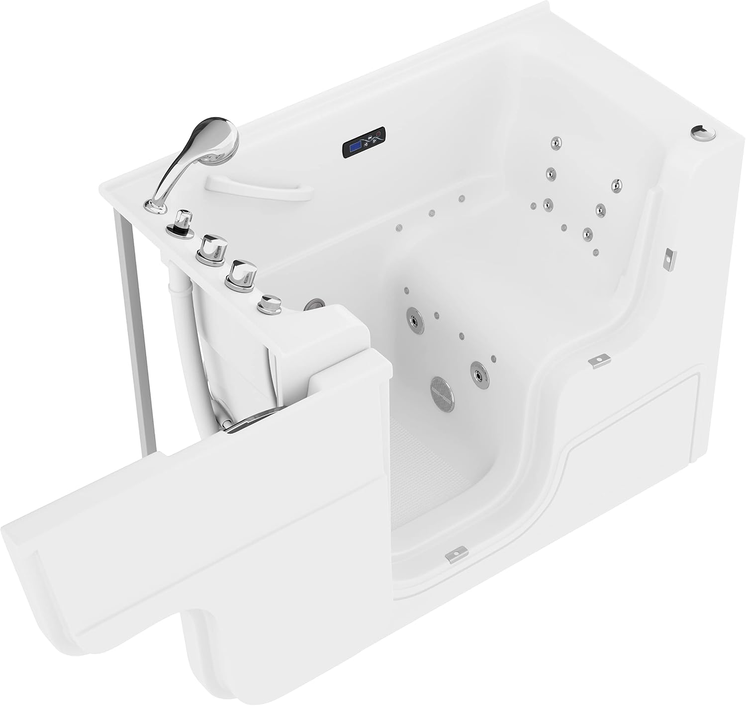 ANZZI Walk-In Bathtub 29 x 52 in Wheelchair Accessible Left Drain Acrylic Tub, Air & Whirlpool Jets, ADA Compliant Seat, Quick Fill Faucet, Heater, Aromatherapy, Chromatherapy, Auto Drain | 2953WCLWD