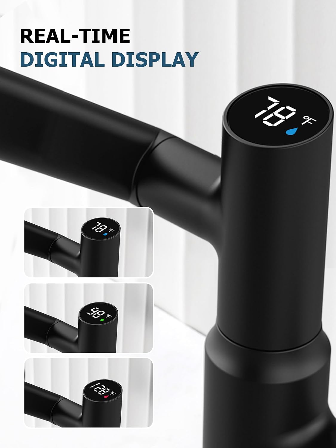 Lefton Rotatable Bathroom Faucet BF2204 with Pop-up Bathroom Sink Drain Stopper Without Overflow D01 (Contemporary, Matte Black)