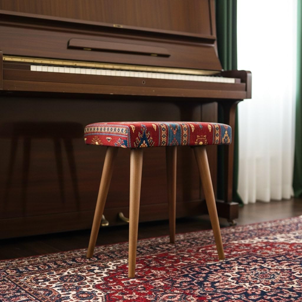Ultimate Premium Products Vanity Stool with Ottoman Foot Rest – Small Foot Stool for Bedroom, Entryway & Piano Bench – Stylish and Functional Ottoman for Home Decor