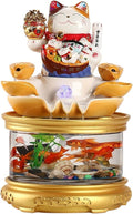 Indoor Fountain Tabletop Fountain Modern Creative Water Glass Fish Tank Office Desk Lucky Cat Decorative Ornaments Interior Decoration Desktop Fountain Meditation Fountain