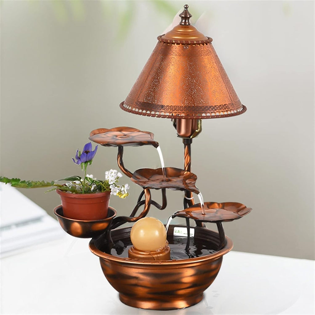 Tabletop Water Fountain Pure Copper Tabletop Water Fountain - Indoor Desktop Decoration Waterfall Fountain Metal Flower Indoor/Outdoor Water Fountain Home Decor