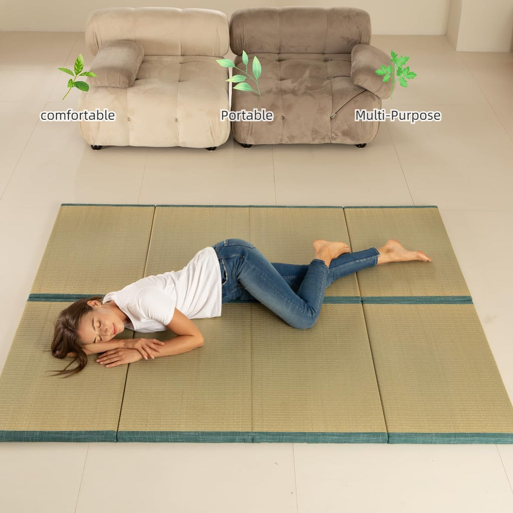 MustMat Tatami Futon Mattress Foldable Tatami Mat Twin Japanese Floor Mattress Rush Grass Floor Bed 35.4'x78.7'x1.2'(1 Piece)