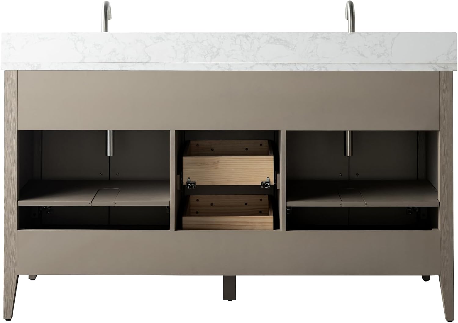 Vanity Art 60 inch Bathroom Vanity with Double Sink & Ceramic Top, Vanity Cabinet with Soft-Closing Doors, Drawers, Solid Wood Frame, Driftwood Gray, VA9060-DDG-GB1