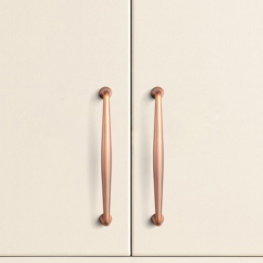 Goo-Ki Brushed Copper Zinc Alloy Cabinet Handles - 10''(256mm) Hole Center Affordable Luxury Cabinet Pull Hardware for Bedroom, Kitchen, 6 Pack……