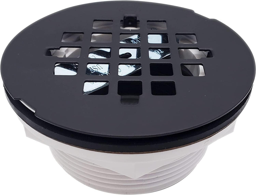 Westbrass D206P-50-12 2' No-Caulk PVC Compression Shower Drain with 4-1/4' Round Grid Cover, Oil Rubbed Bronze (50-Pack)