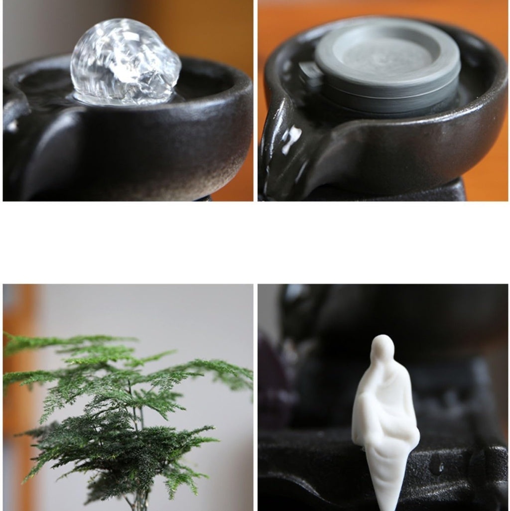 Tabletop Fountains Desktop Water Fountain Living Room Fish Tank Water Ornaments Circulating Water Chinese Entrance Decoration Indoor Tabletop Water Fountain(B)