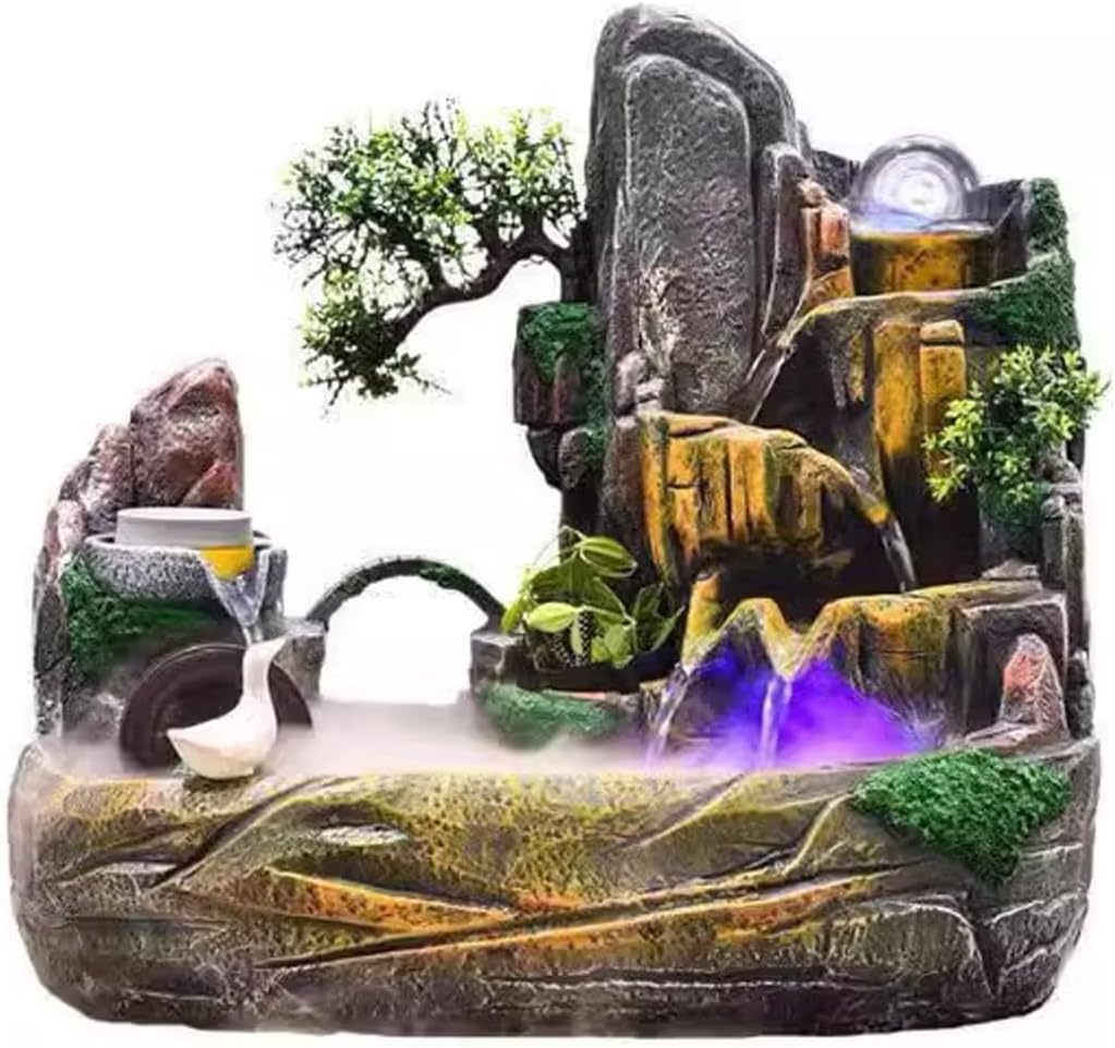 Tabletop Fountain Living Room Fish Tank, Home Rockery, Fountain, and Water Dispenser Decoration, Zhaocai Landscape, Office Desktop Decoration Desktop Fountain (Size : Small)