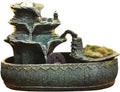 Desktop Fountain 3-Levels Interior Mini Water Feature Ceramic Tabletop Fountain for Home Decoration Table Desk Office Patio
